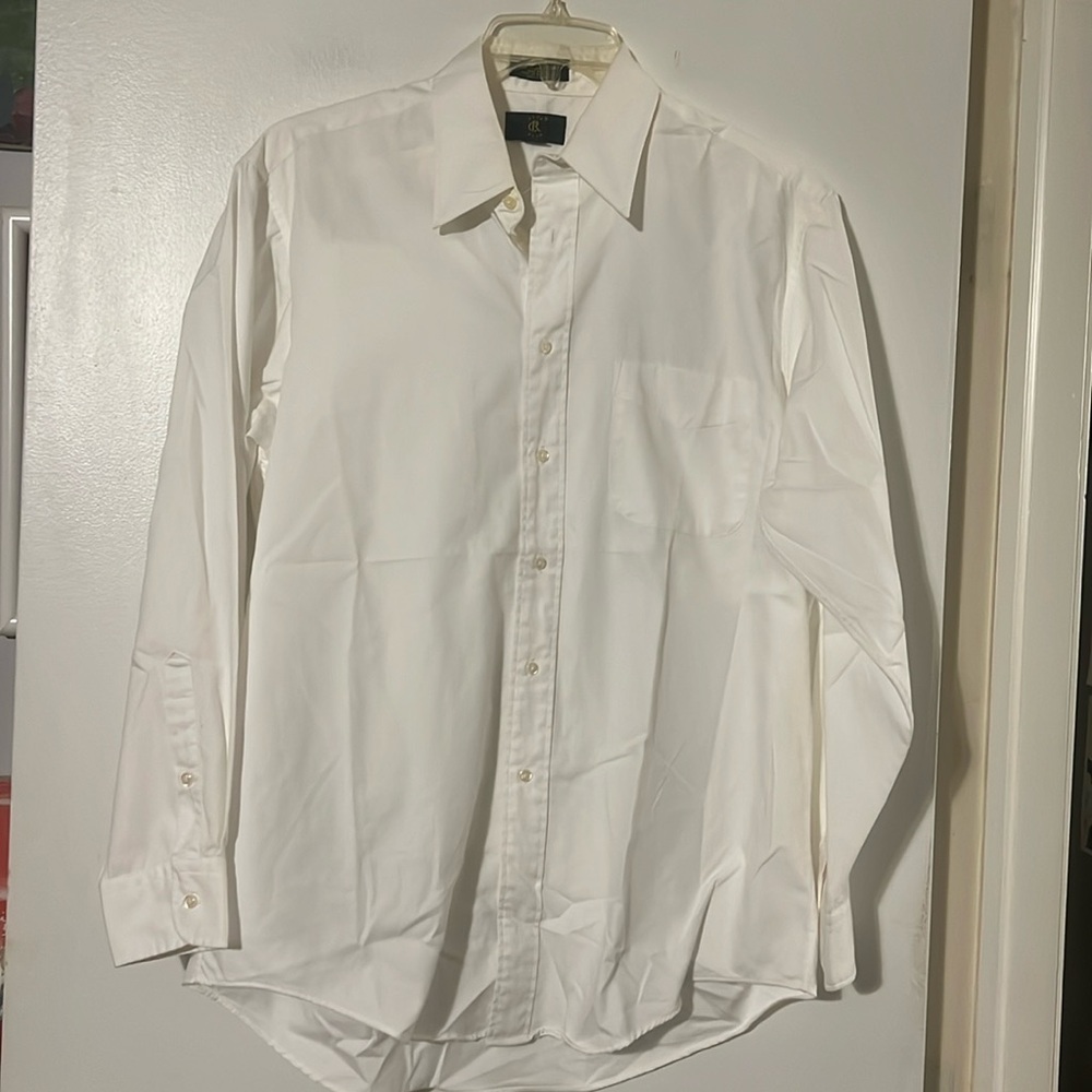Club Room pinpoint Oxford single needle 100% cotton mens white shirt